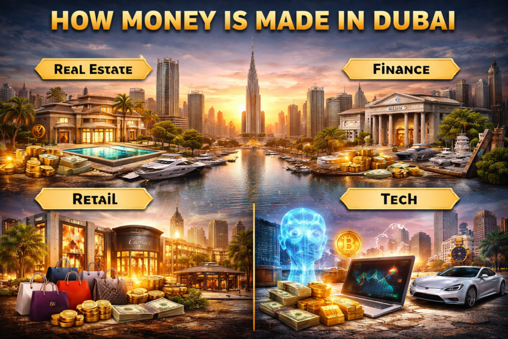 How money is made in Dubai through real estate, finance, retail, and technology