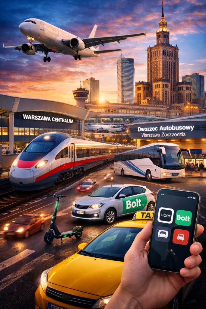 Warsaw Transport Hub: Rail, Airports, Buses, Taxis and Shared Mobility